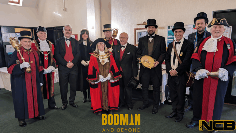Cllr Liz Ahearn, mayor of Bodmin pictured with the mayoral party and the Bodmin Wassail. (Picture: NCB Radio)